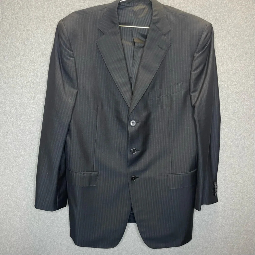 Ermenegildo Zegna Summer Trofeo Mohair Wool Silk Black Pinstriped Blazer Jacket